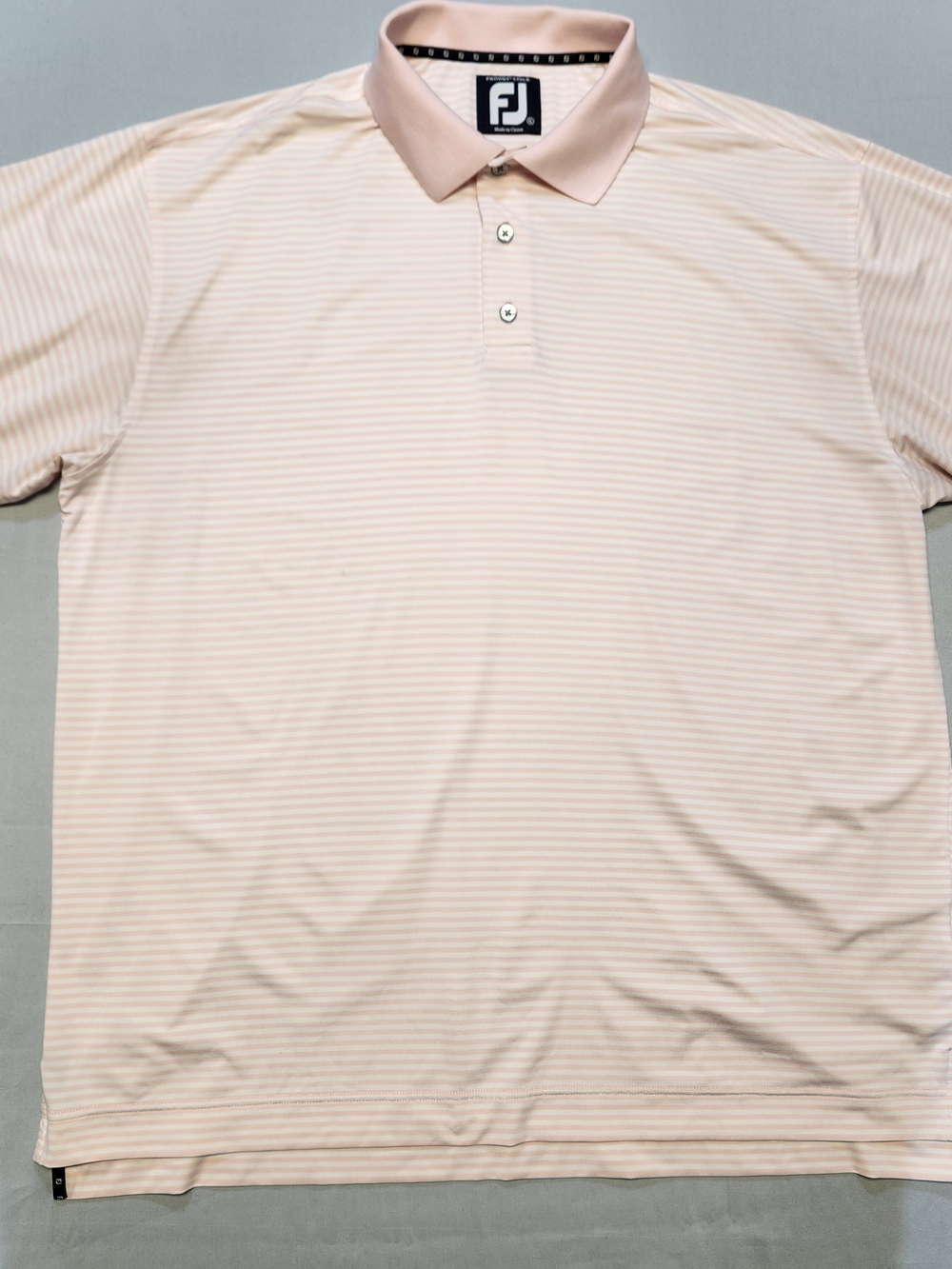 Footjoy FJ Men’s Performance XL Golf Polo Shirt Pink White Stripes Prodry Lisle